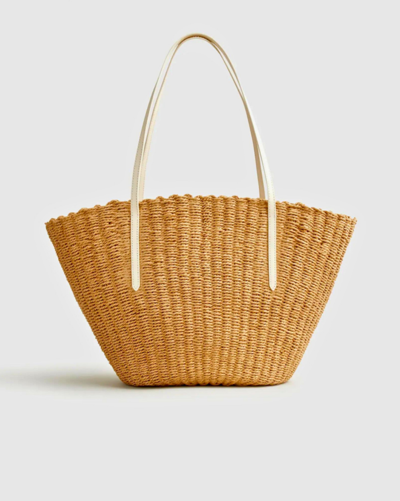 summer outfits J.Crew Como woven straw tote