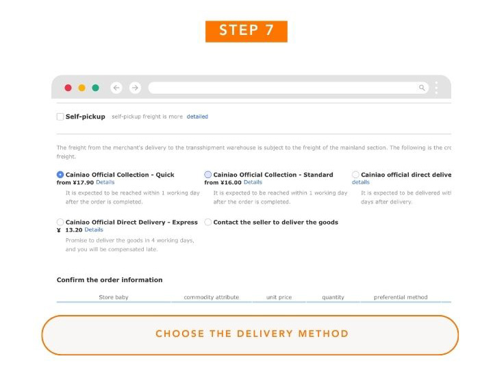 Taobao Choosing Delivery Method