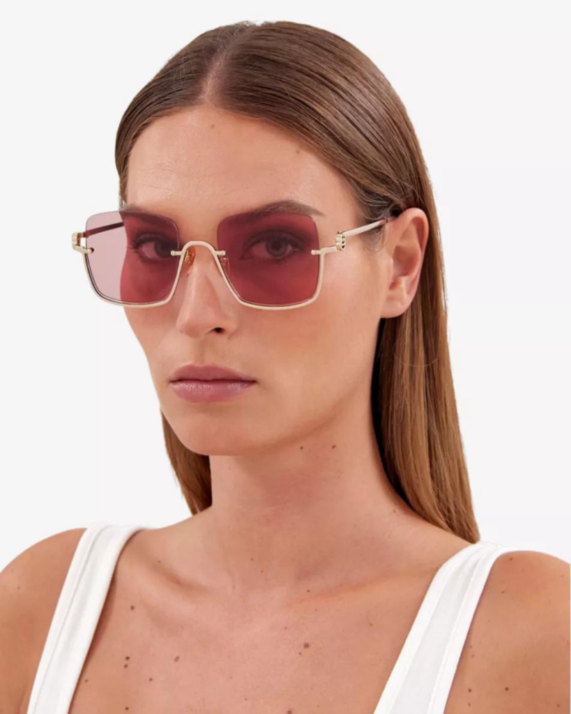 summer fashion Gucci Rectangle-Frame Metal Sunglasses