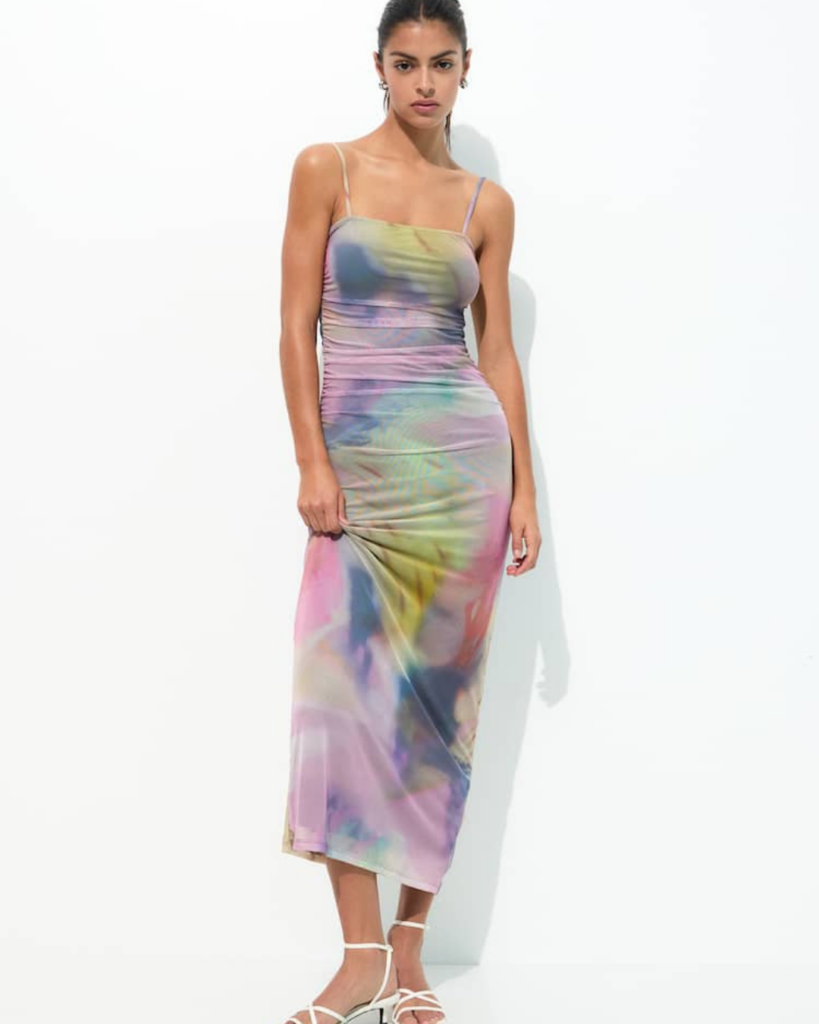 summer fashion Pull & Bear Long tulle tie-dye dress