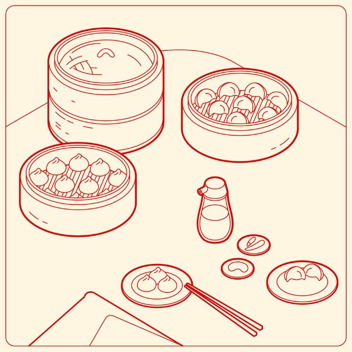 An illustration of a dim sum set up. Indulge in dim sum like a pro with Sassy's ultimate guide to dim sum etiqutte